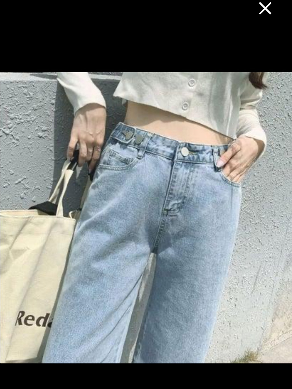 Y2K inspired Double Waist Wide Leg Jeans Light Wash Adjustable Snap Denim